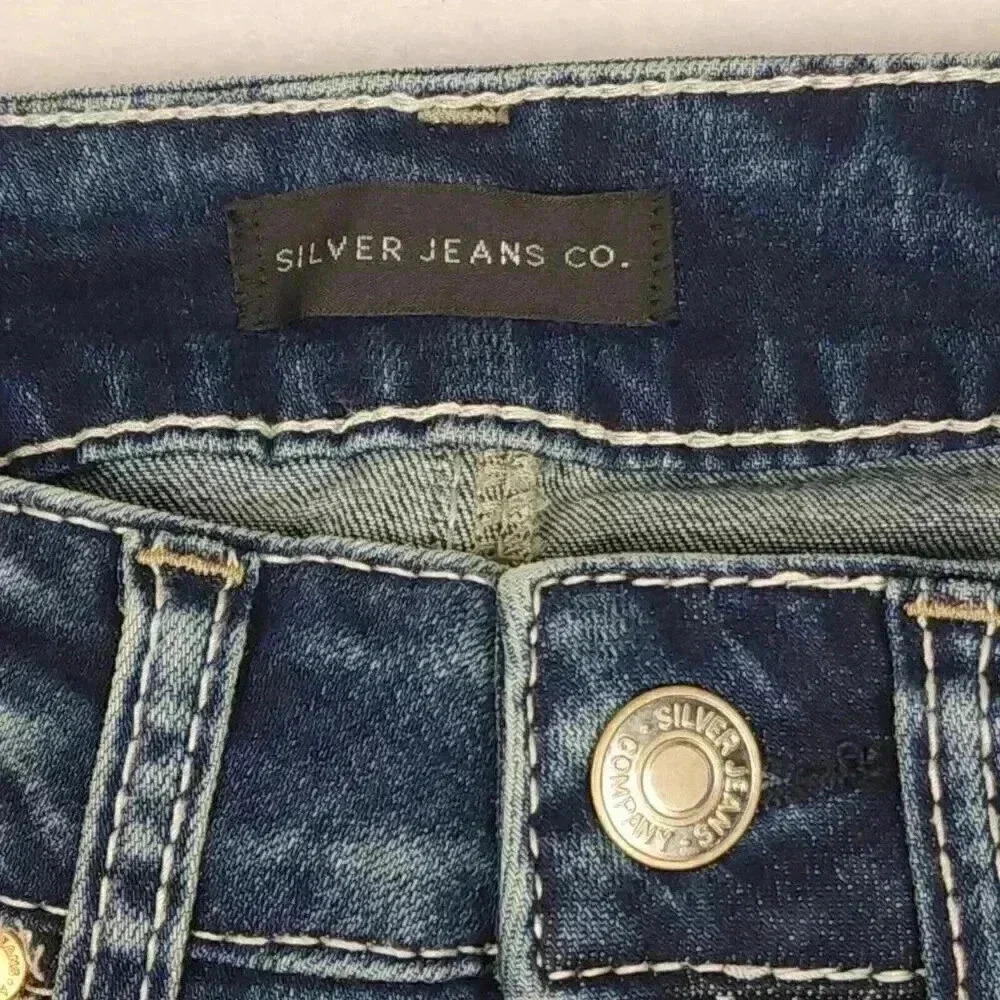 Silver Jean Co. Womens Suki Curvy Fit Mid Rise Bootcut 26x31 Indigo Distress NWT - Picture 5 of 16